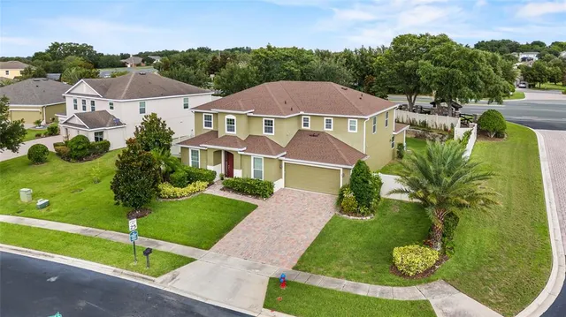an aerial view of a house