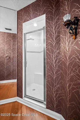a bathroom with a shower