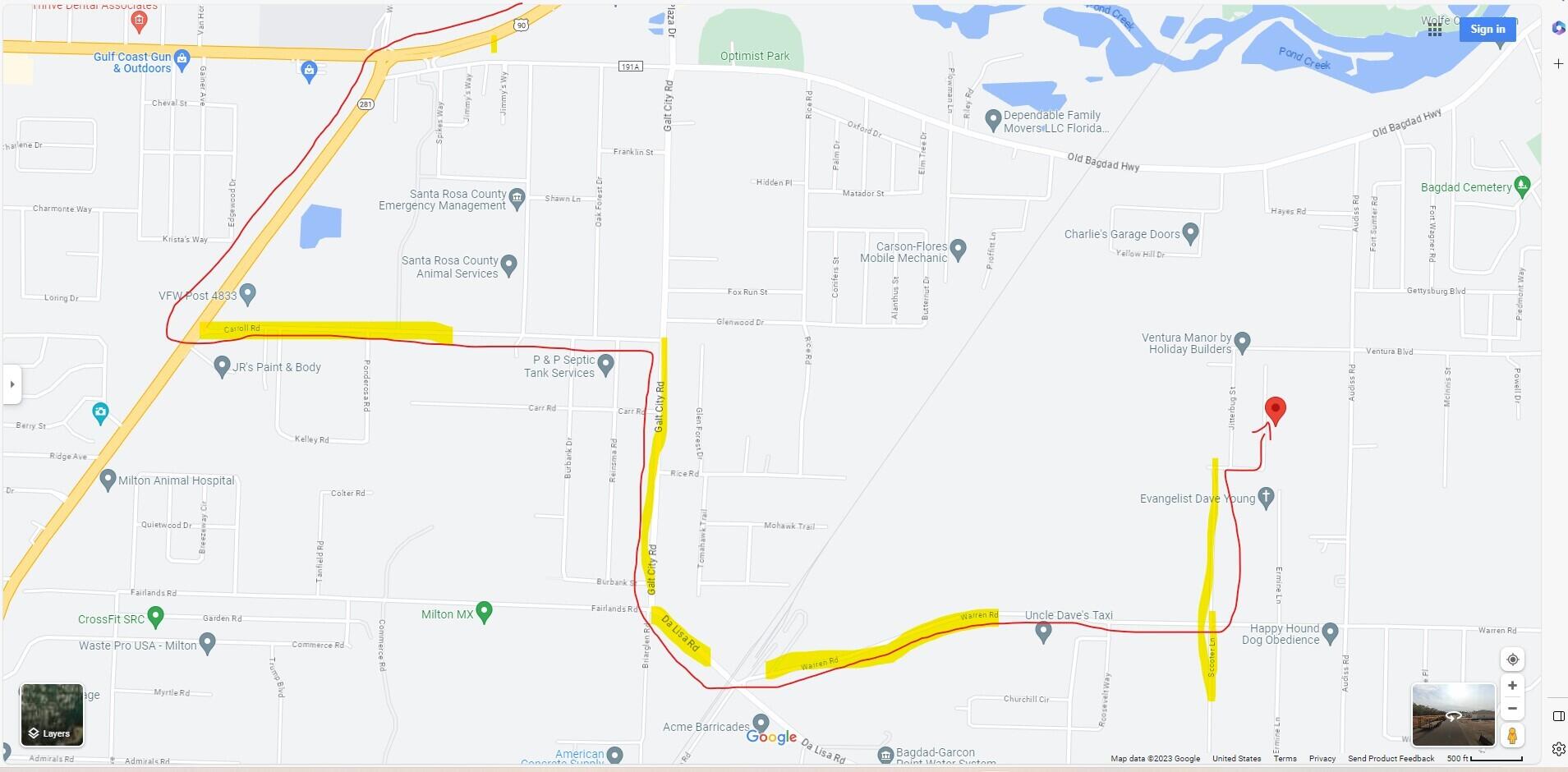6396 Firefly Drive Milton, FL 32583 - Photo 30 of 32 MAP to June Bug Dr. Rivers Cove 2023-11-