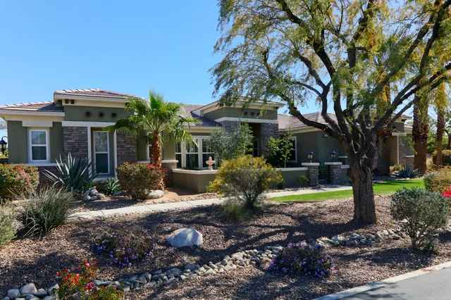 a view of a patio with chairs and potted plants