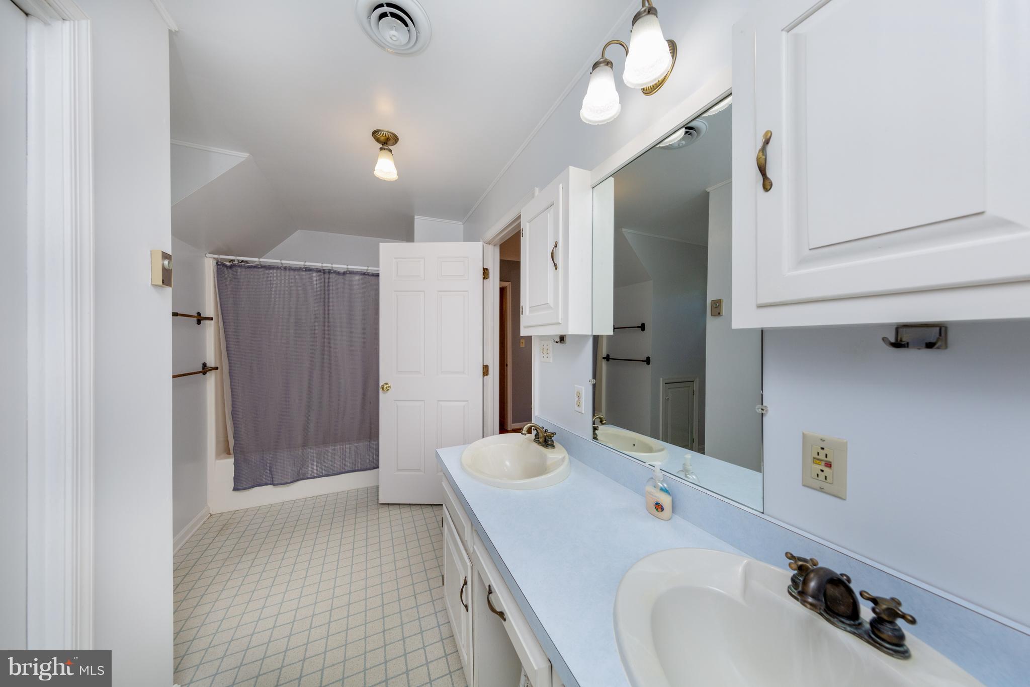 18257 Falls Road Hampstead, MD 21074 - Photo 17 of 49 a spacious bathroom with a sink a shower and a mirror