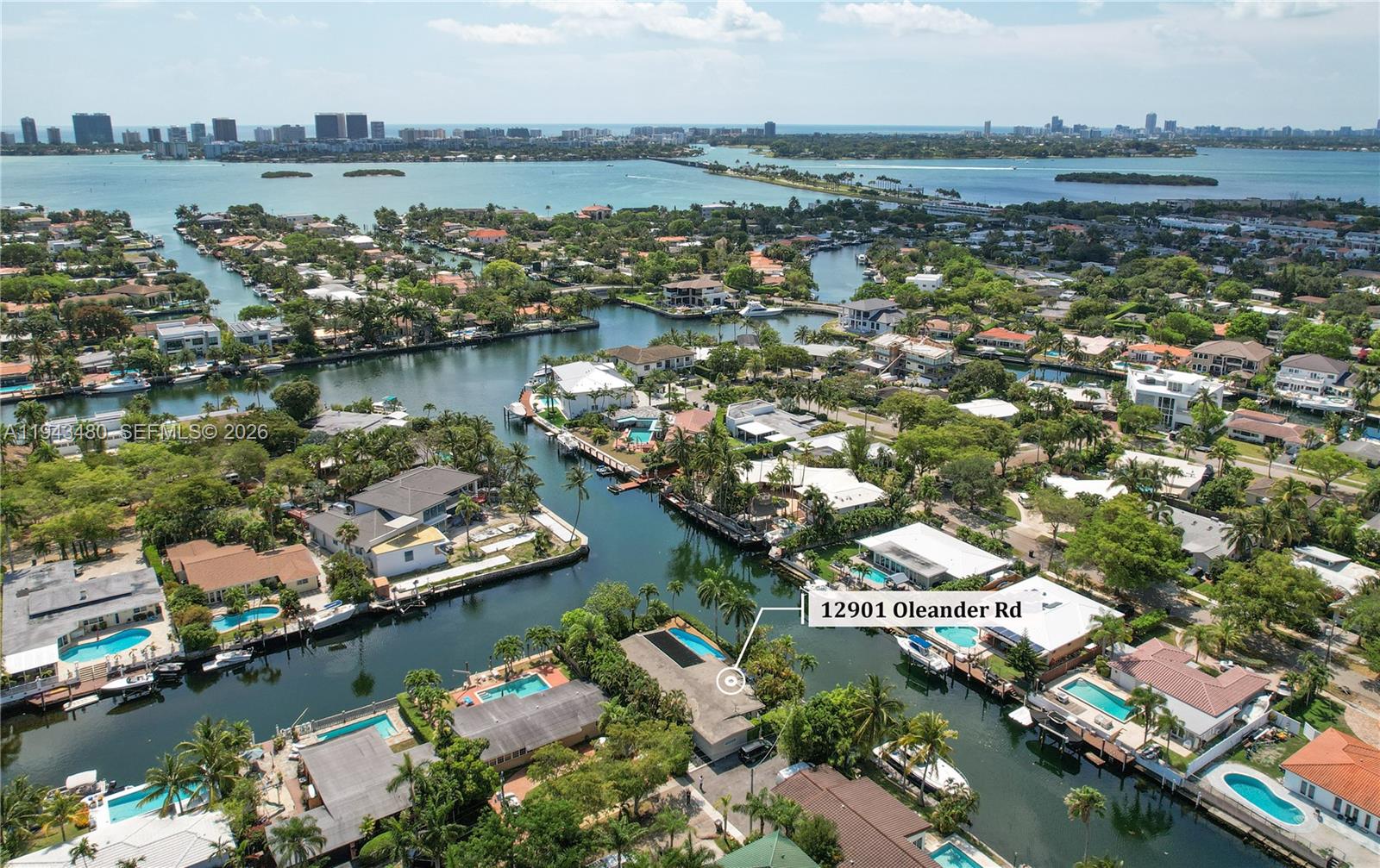 12901 Oleander Road North Miami, FL 33181 - Photo 9 of 30 an aerial view of lake and residential houses with outdoor space