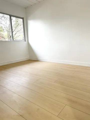 a view of a garden with an outdoor space