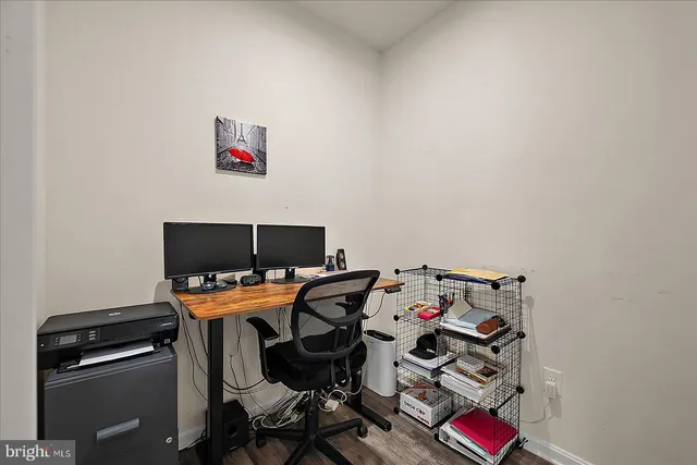 a bird view of living room with furniture and appliances