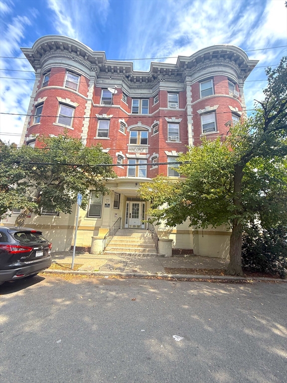 a front view of a building