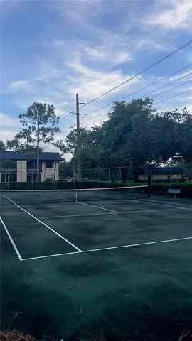 a view of a stadium that has a big yard