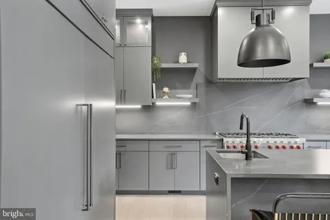 a bathroom with a shower and a toilet