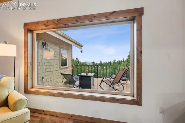 a view of a living room and a window