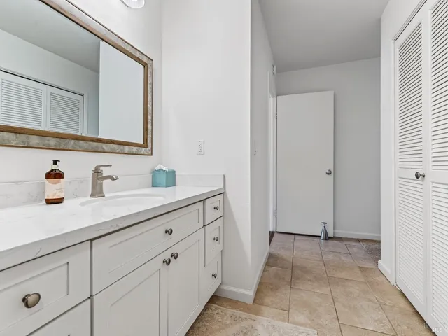 a bathroom with a bathtub