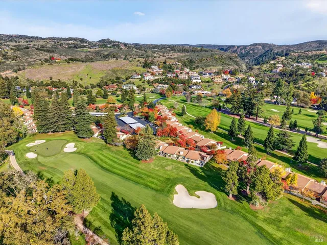 a view of a city with mountains in the background