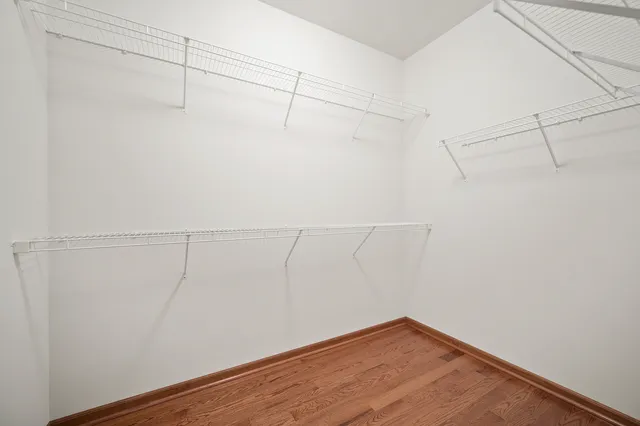 a view of a room with racks on the wall