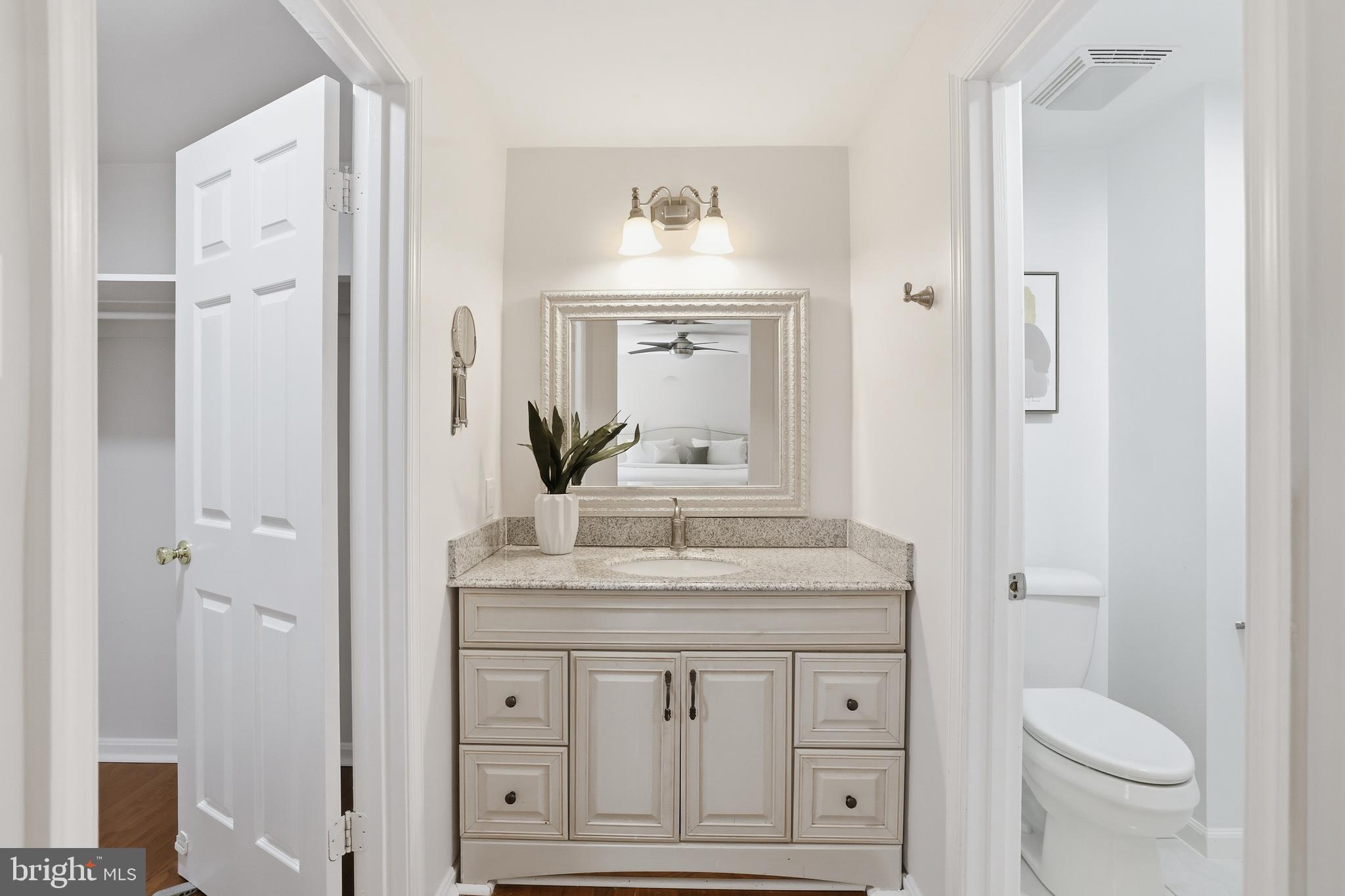 15029 Shamrock Ridge Road Silver Spring, MD 20906 - Photo 24 of 44 a bathroom with a granite countertop sink and a mirror