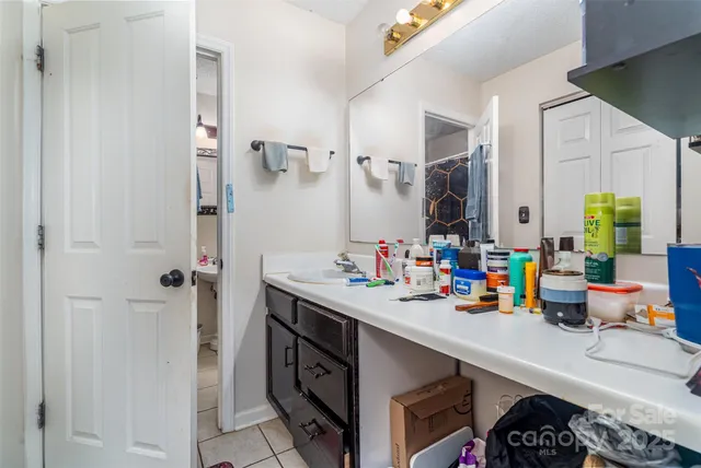 a bathroom with a double vanity sink mirror and shower