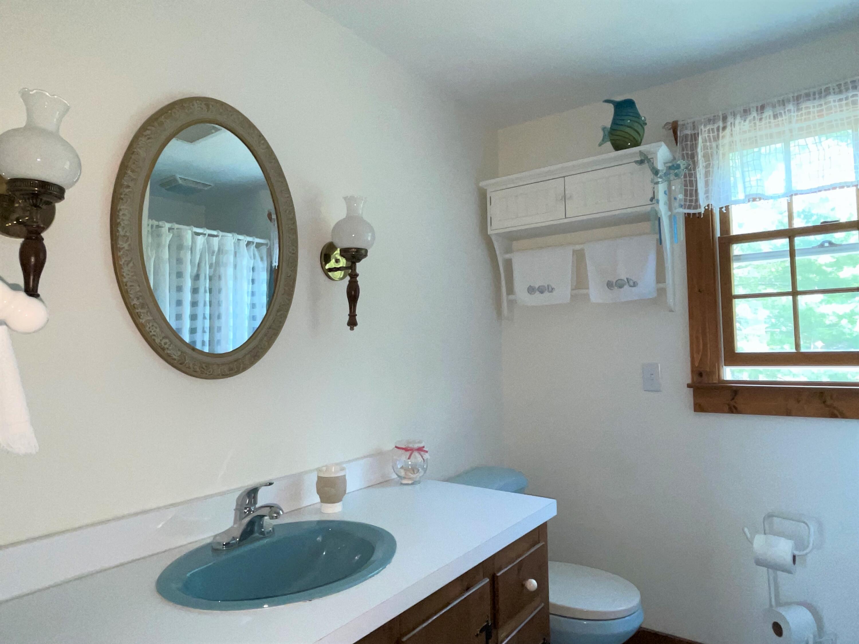 144 Long Road Harwich, MA 02645 - Photo 40 of 49 a bathroom with a toilet a sink and mirror