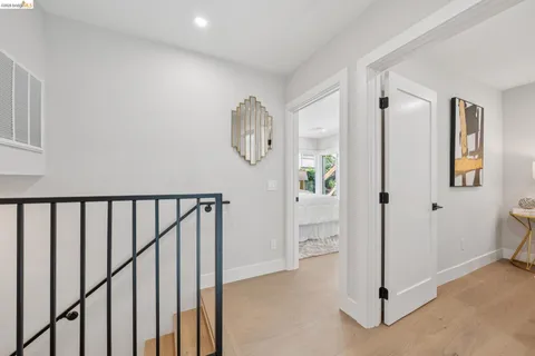 a view of a hallway with closet area