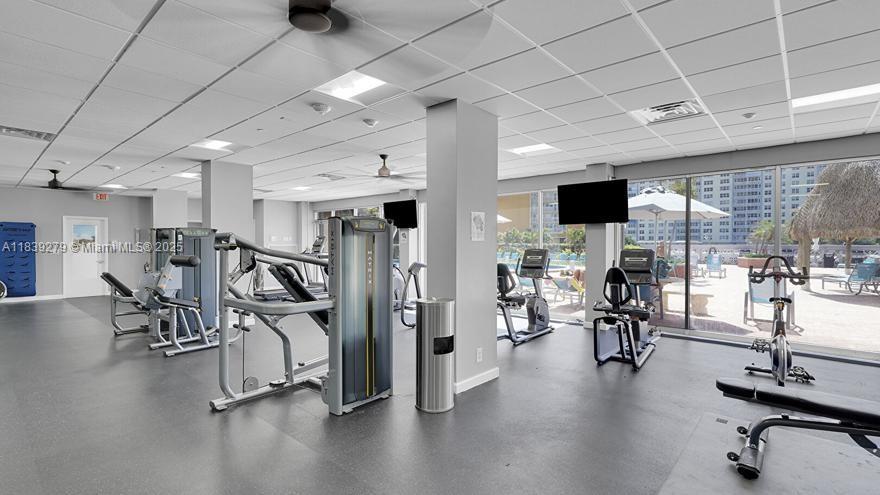 405 North Ocean Boulevard, Unit 815 Pompano Beach, FL 33062 - Photo 33 of 41 a view of a room with gym equipment