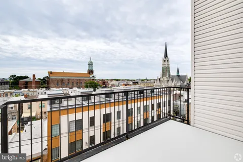 a view of city from a balcony