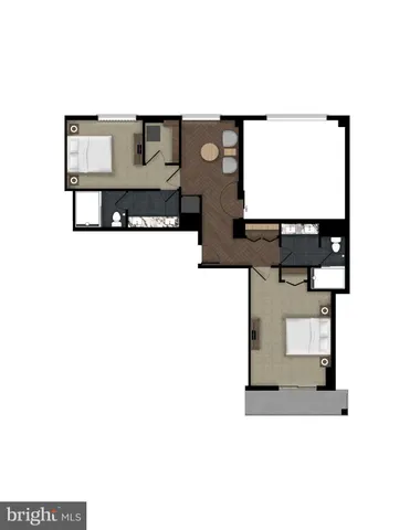 a living room with a toilet