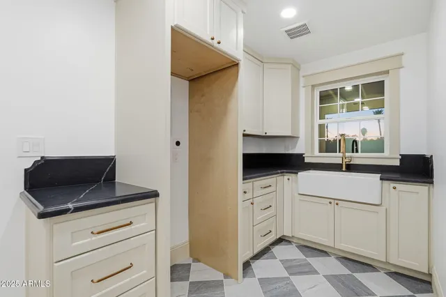 a view of a dining area with furniture