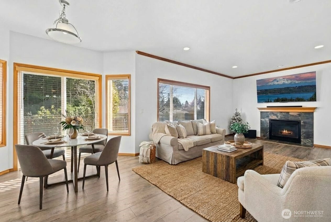 1496 Aberdeen Avenue Northeast Renton, WA 98056 - Photo 11 of 28 a living room with fireplace furniture and a fireplace
