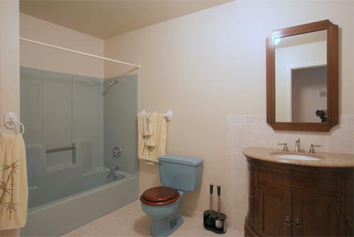23740 North High Ridge Drive Lake Zurich, IL 60047 - Photo 14 of 17 a bathroom with a granite countertop sink a toilet and shower