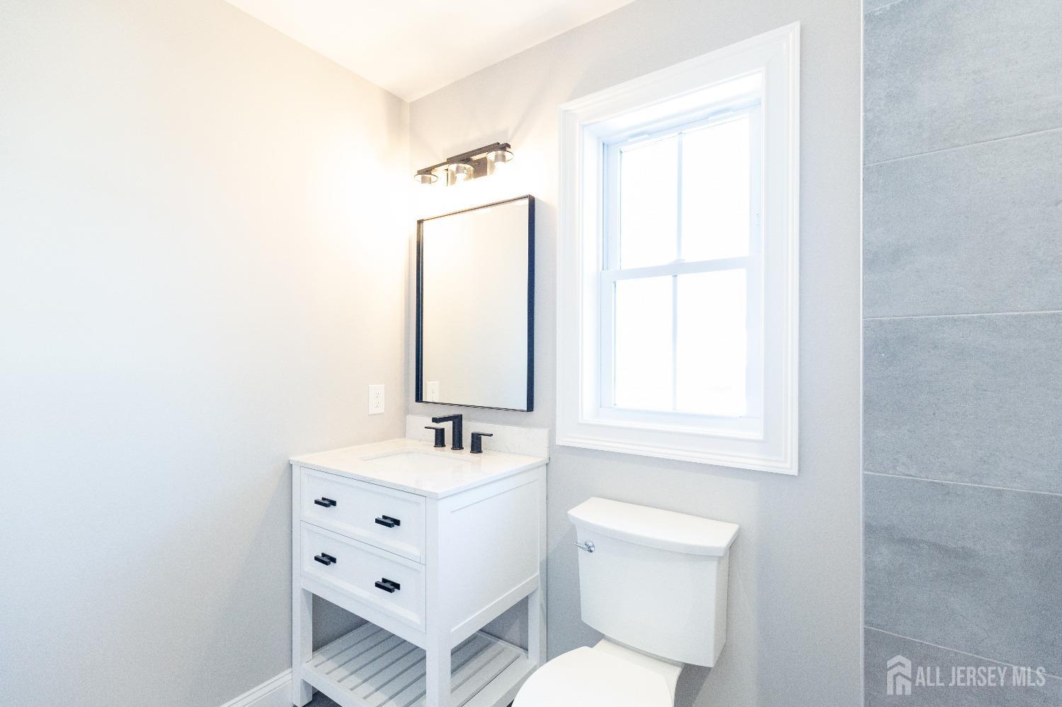24 Parkerson Road Edison, NJ 08817 - Photo 53 of 56 a bathroom with a toilet sink vanity and mirror