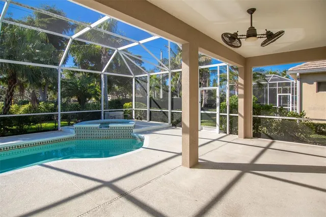 a view of a garden with a tv