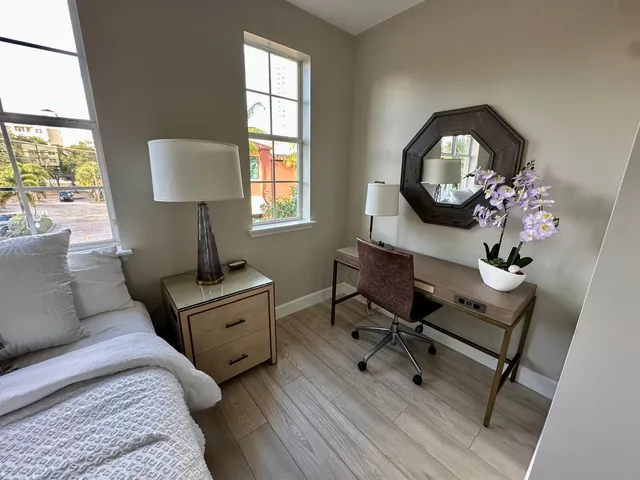 a living room with furniture