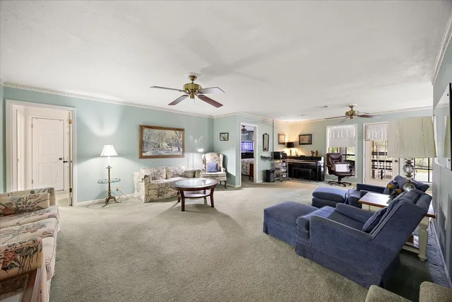 a living room with furniture