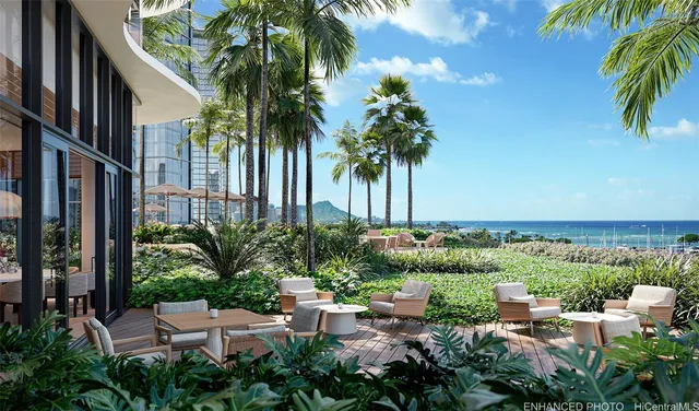 a view of an outdoor sitting space