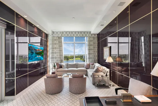 a workspace with furniture and windows