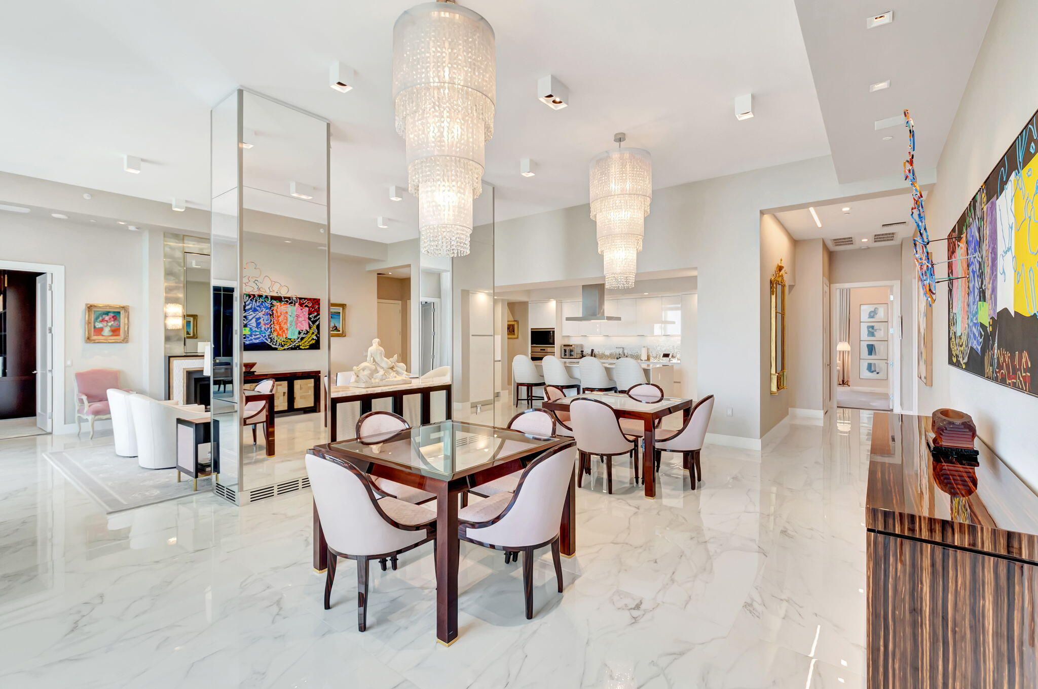 20155 Boca W Drive, Unit PHC902 Boca Raton, FL 33434 - Photo 5 of 56 Dining Room with Bespoke Chandeliers