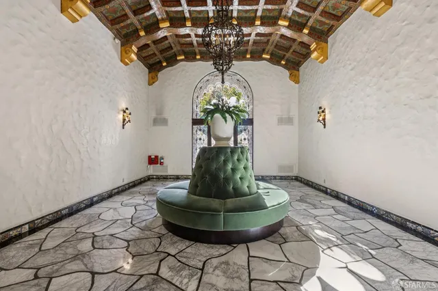 a living room with a large window