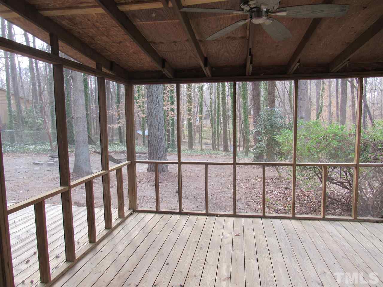 7405 Post Oak Road Raleigh, NC 27615 - Photo 16 of 24 This screened in porch is huge and it's wired, so you can entertain, string rope lights, play music, etc. - maybe even bring out the blender for some frozen drinks!