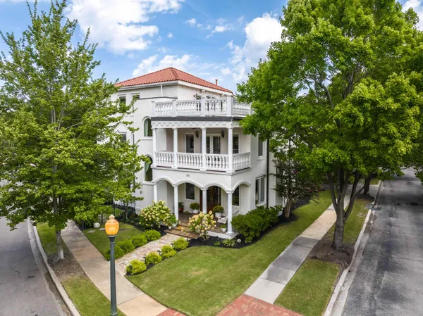 an aerial view of a house