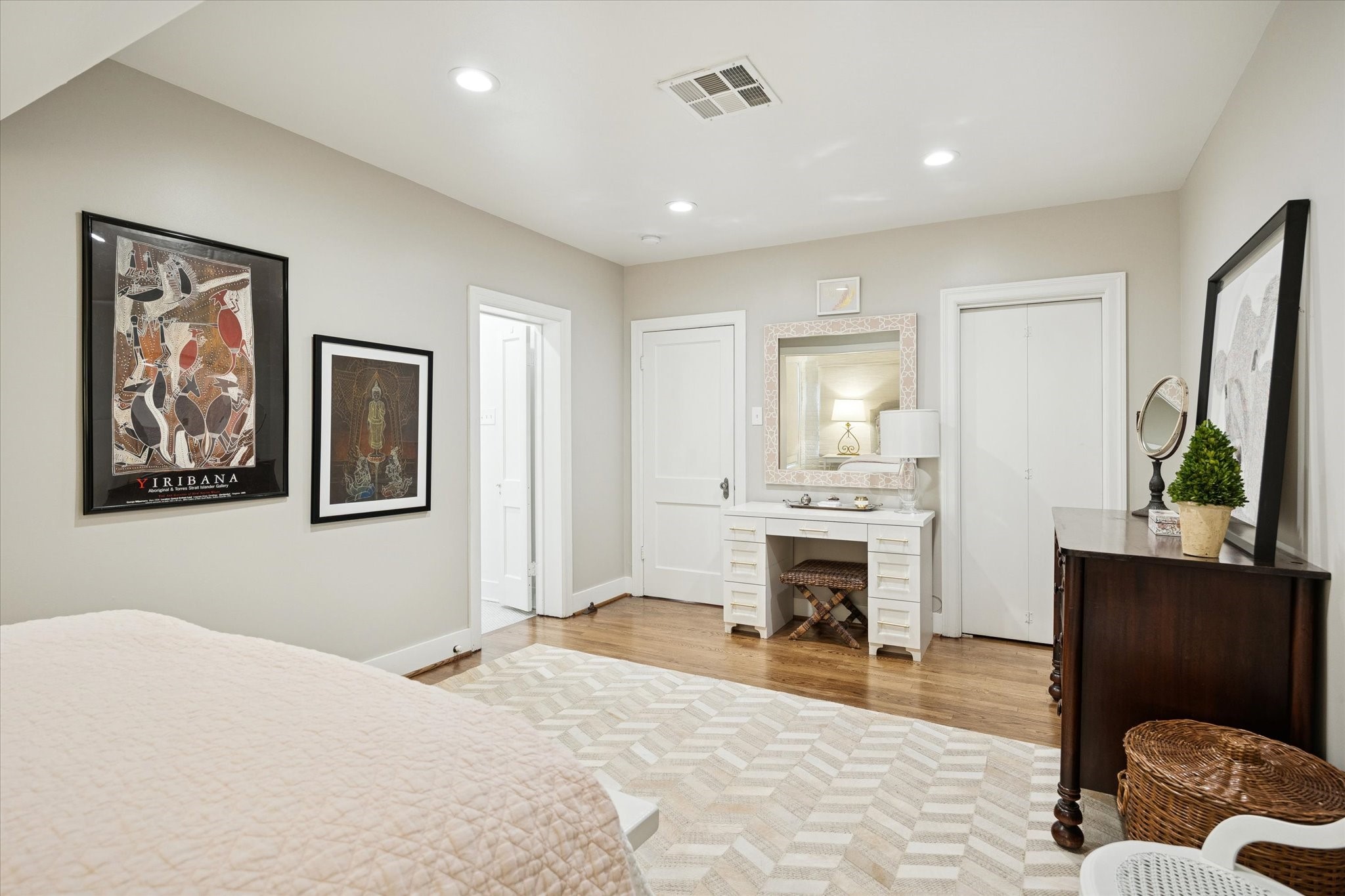 2109 Colquitt Street Houston, TX 77098 - Photo 17 of 28 a bedroom with furniture and a fireplace