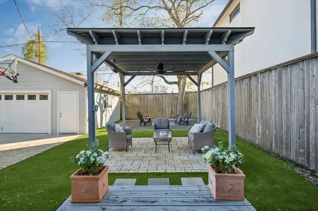 a view of a porch with furniture