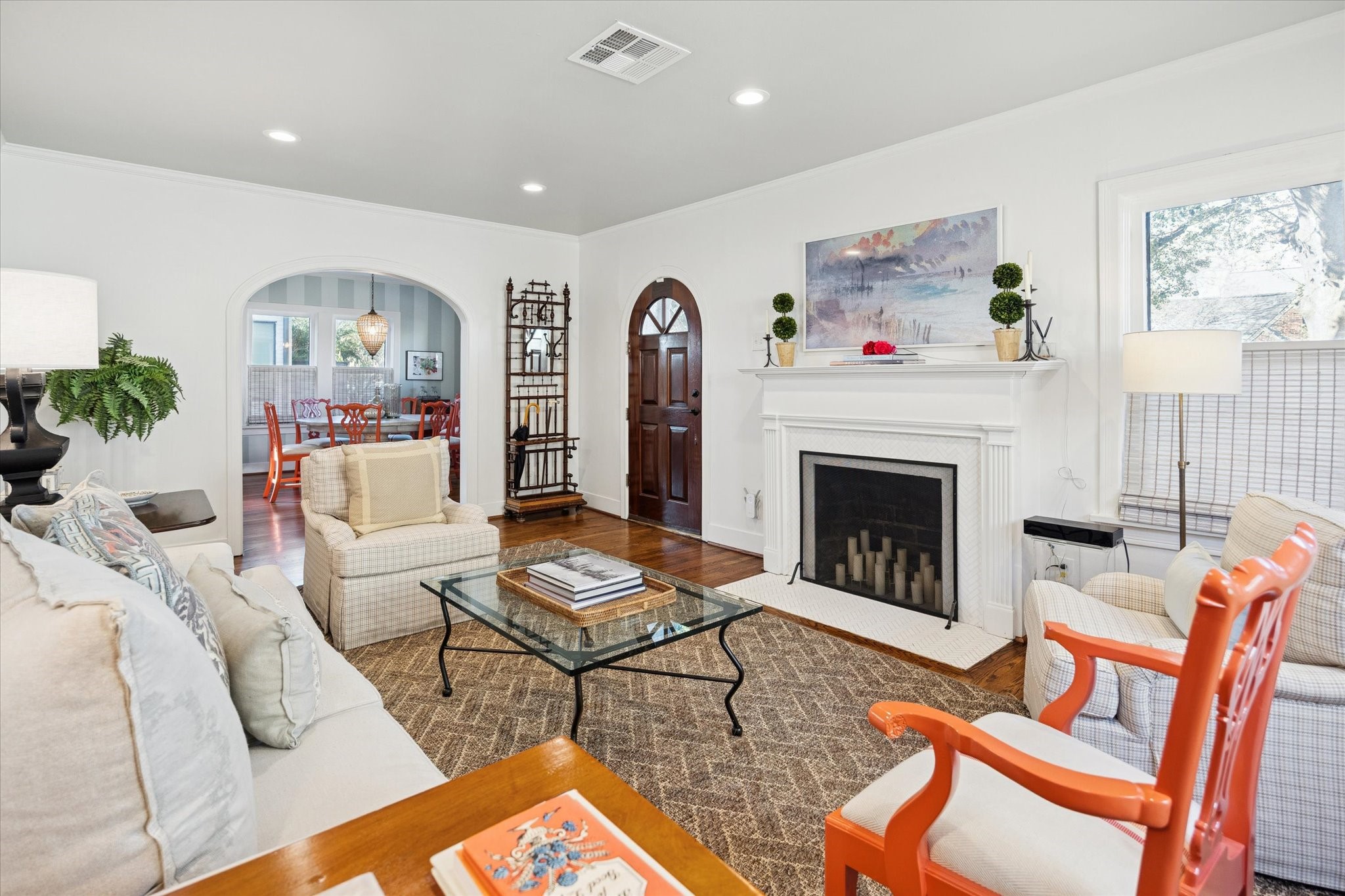 2109 Colquitt Street Houston, TX 77098 - Photo 3 of 28 a living room with furniture and a fireplace
