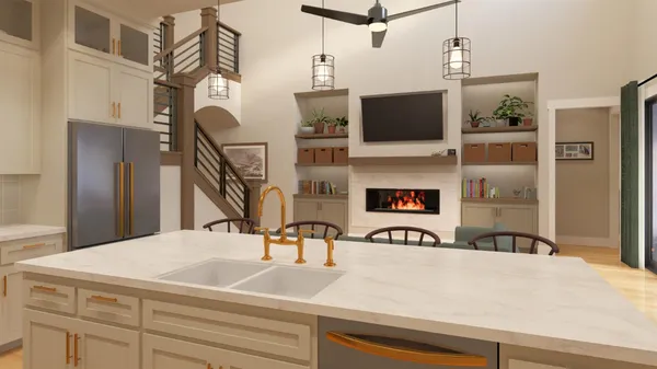 a view of living room with furniture and flat screen tv