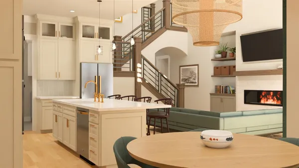 a living room with fireplace furniture and a flat screen tv