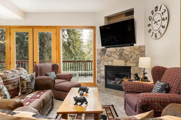a view of a fireplace with a wooden floor