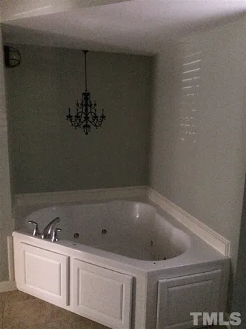 a bathroom with a bathtub