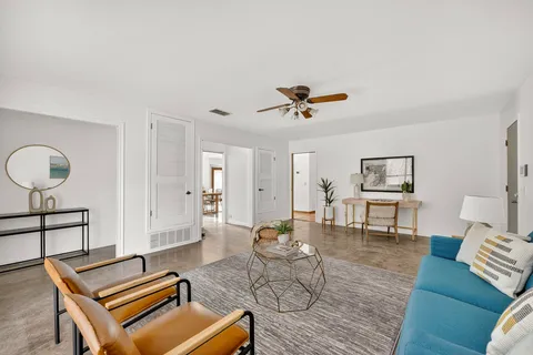 a living room with furniture