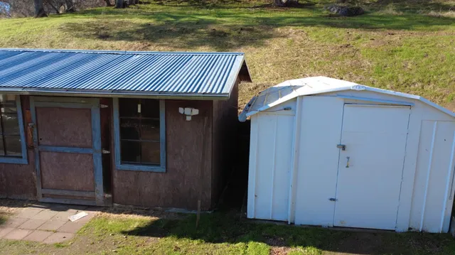 a view of a park with slides