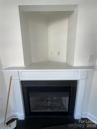 a bathroom with a sink and a fireplace