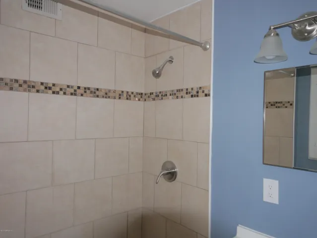 a close view of a shower in bathroom