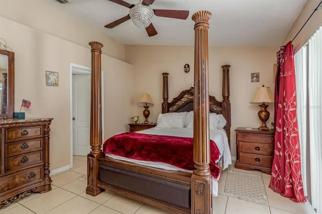 a bedroom with a bed and a closet