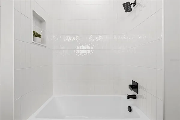 a bathroom with a bathtub