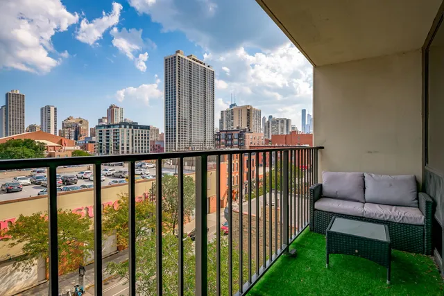 a view of a city from a balcony