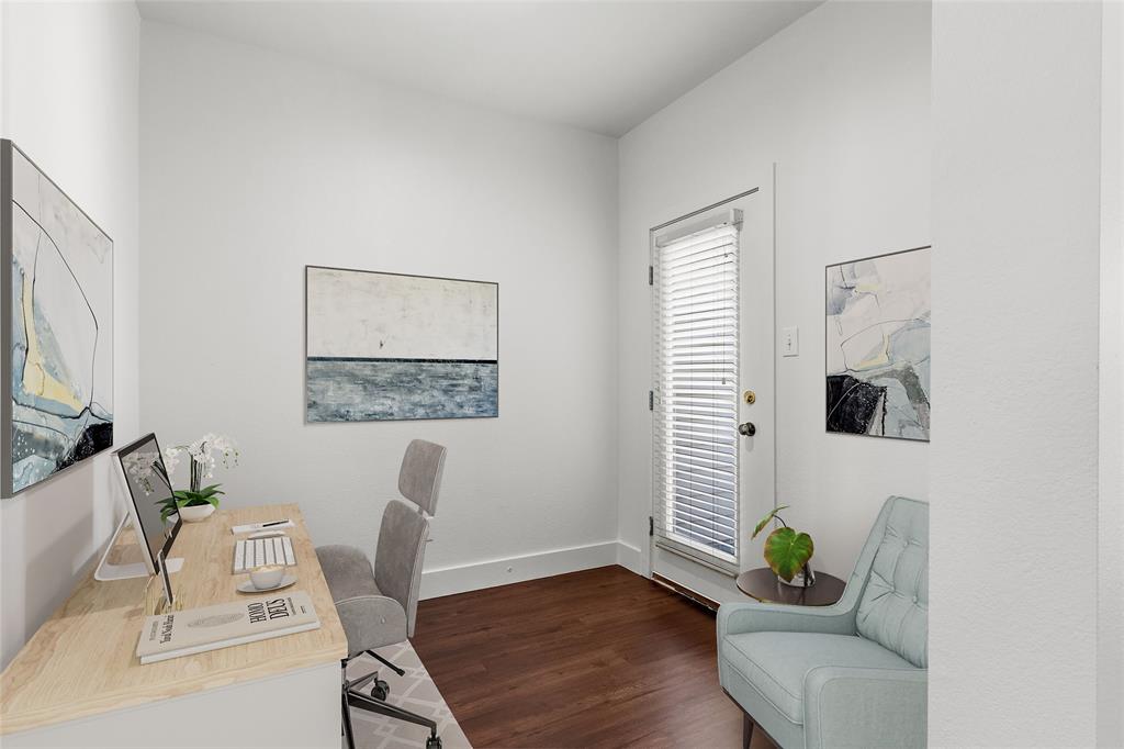 4830 Cedar Springs Road, Unit 3 Dallas, TX 75219 - Photo 13 of 19 Primary Bedroom extra room space for office or sitting area. Virtually staged